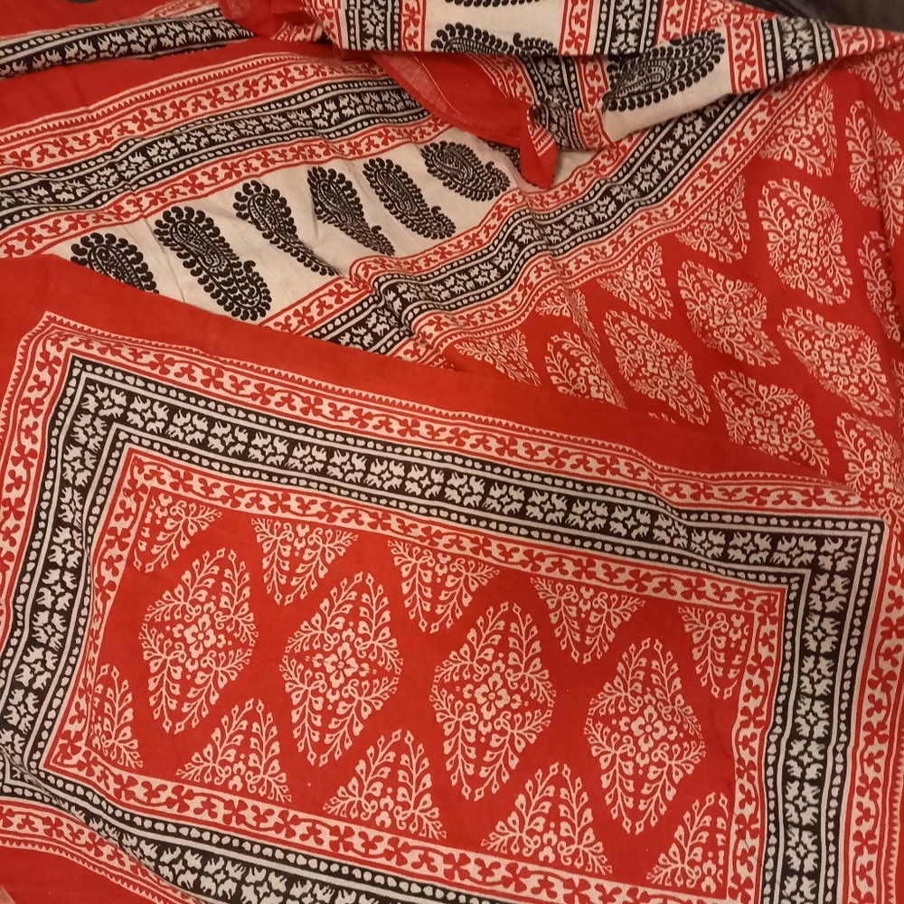 Block print double throw + 2 pillowcase - Picture 1 of 1